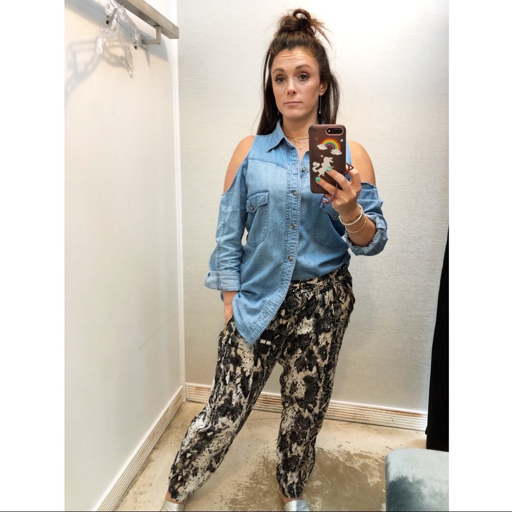 Vintage Cold-Shoulder Denim button up shirt